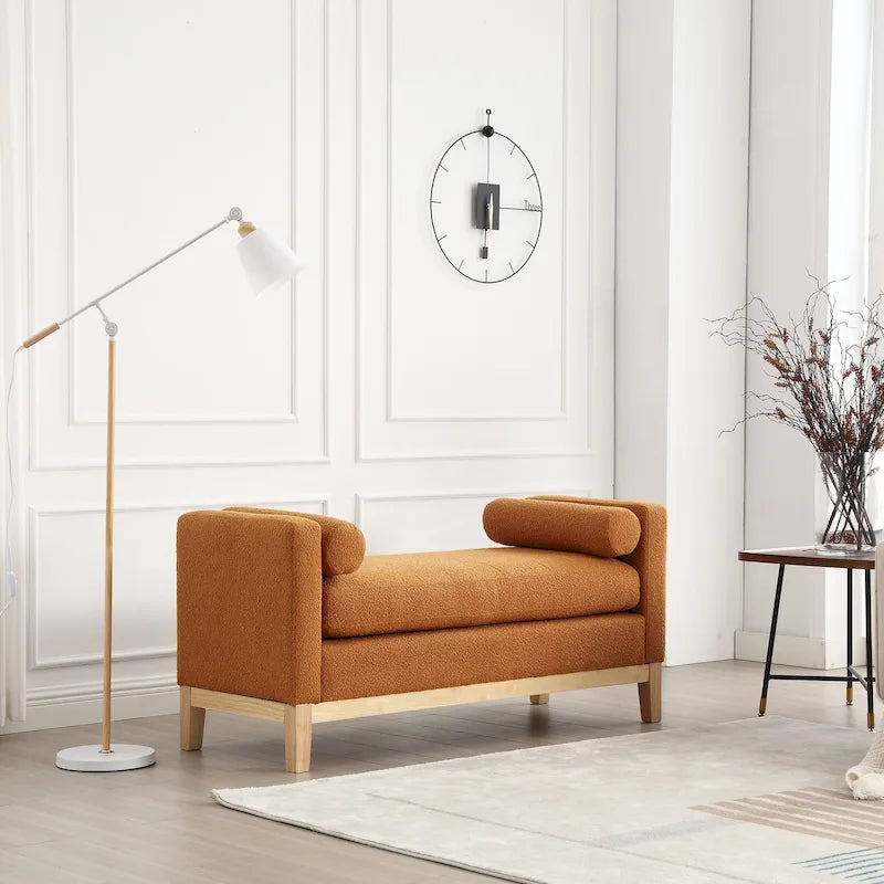 Upholstered Bench with Wood Legs