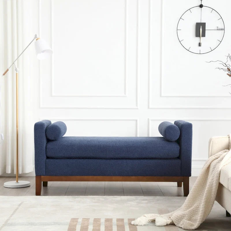 Upholstered Bench with Wood Legs