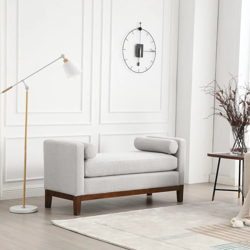 Upholstered Bench with Wood Legs