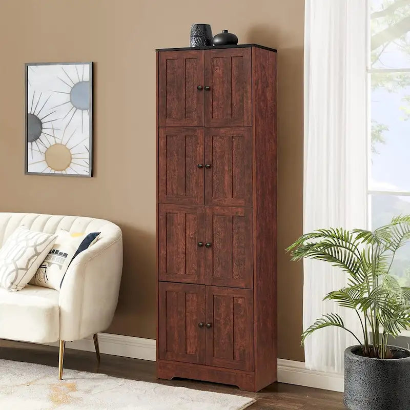Tall Storage Cabinet with 8 Doors and 4 Shelves