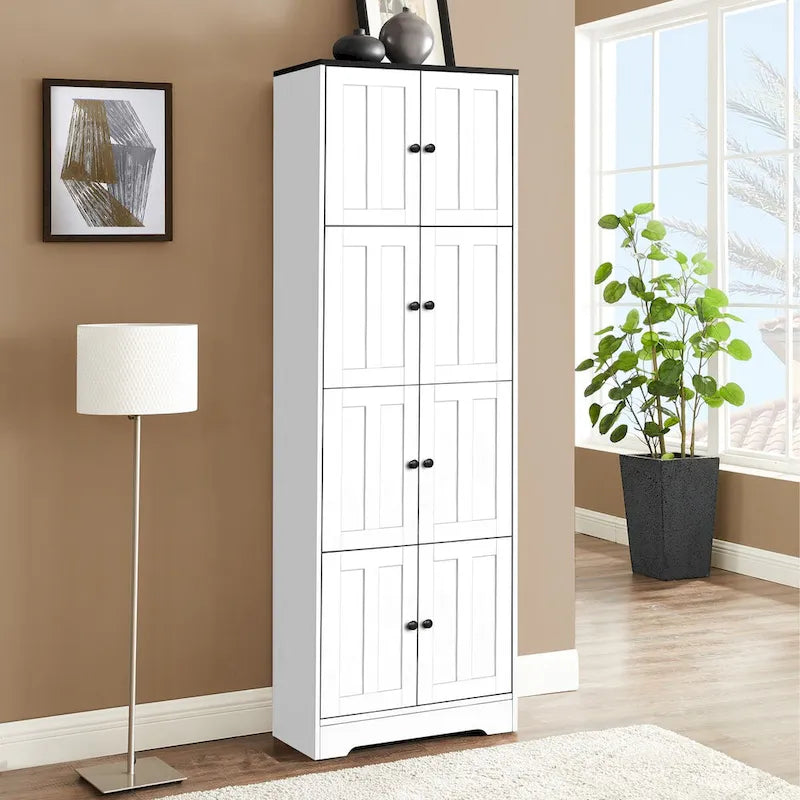 Tall Storage Cabinet with 8 Doors and 4 Shelves