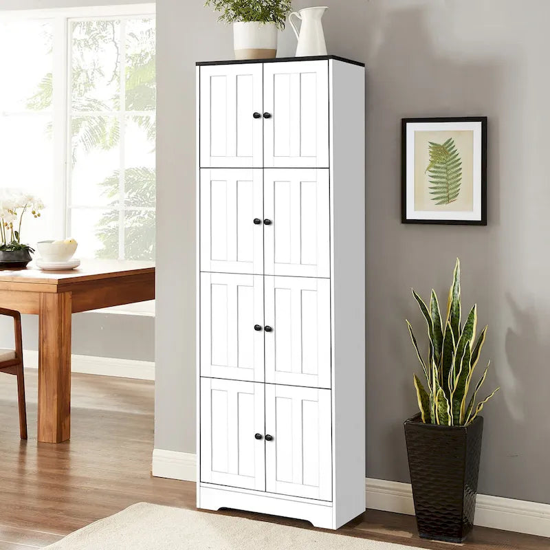 Tall Storage Cabinet with 8 Doors and 4 Shelves