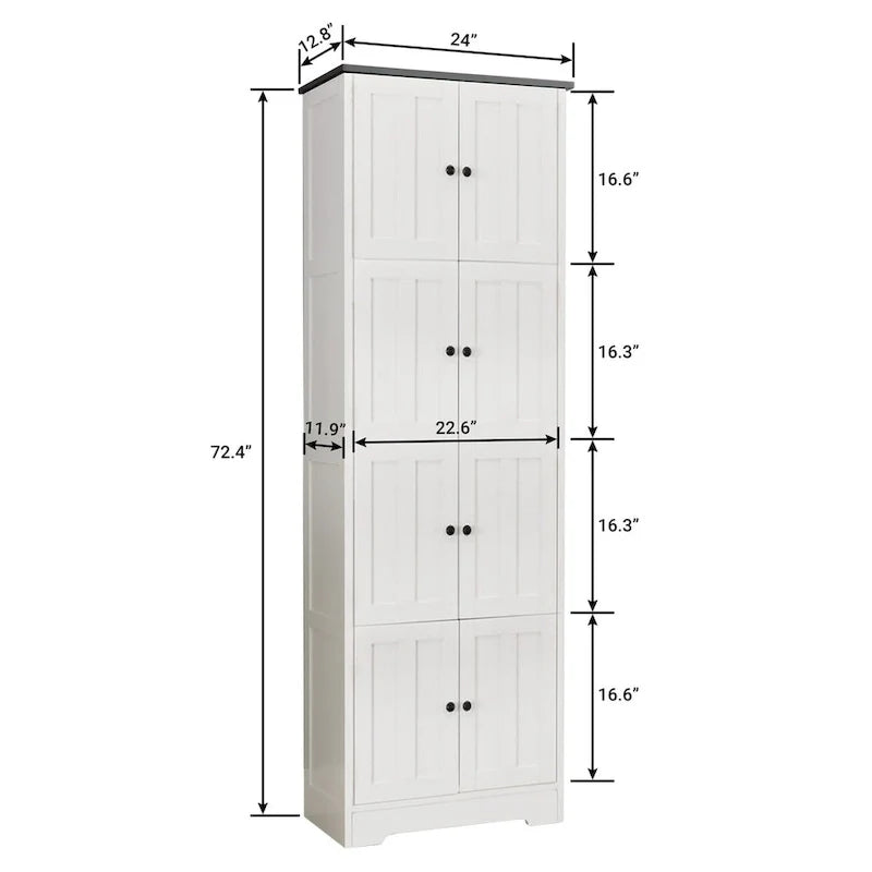 Tall Storage Cabinet with 8 Doors and 4 Shelves
