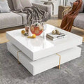Harper&Bright Designs Multi-Storage Square Gloss Coffee Table