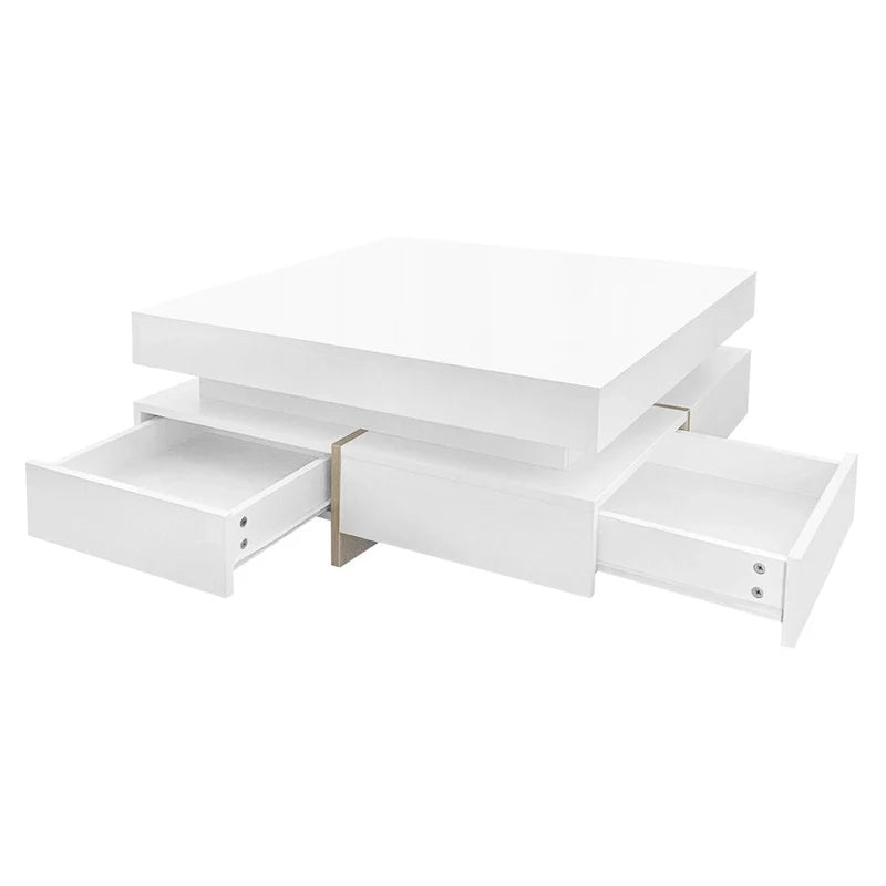 Square Coffee Table with 4 Storage Drawers