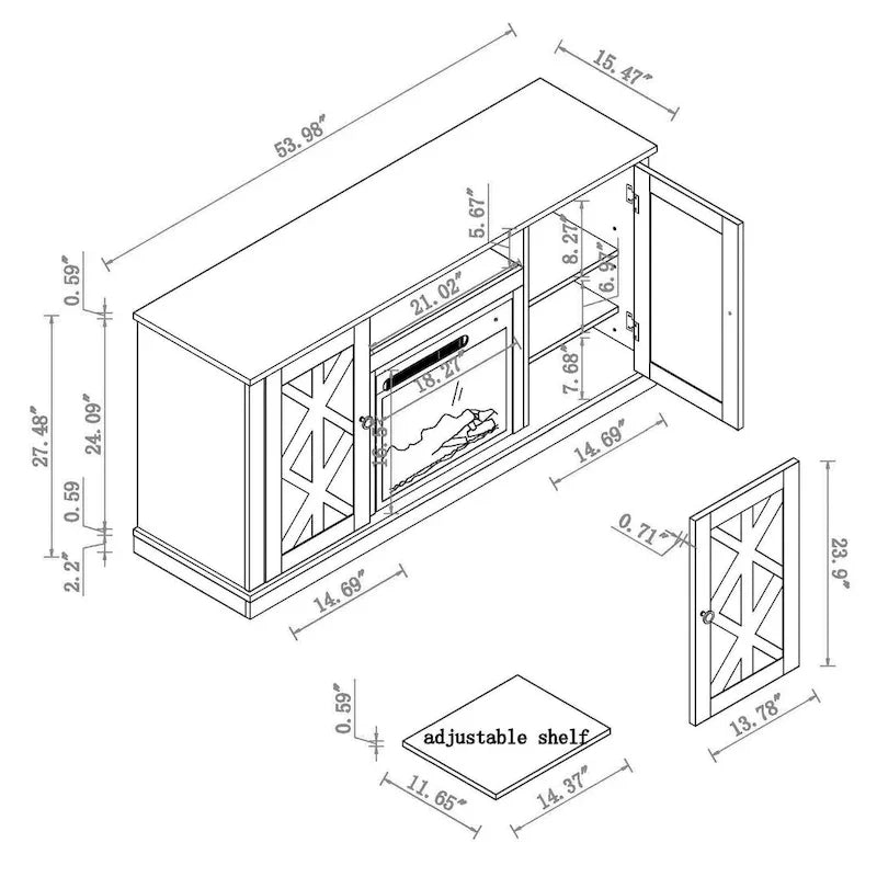 TV Stand with Electric Fireplace for TVs up to 60
