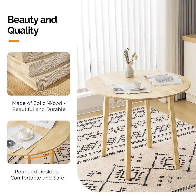 Round Drop Leaf Dining Table