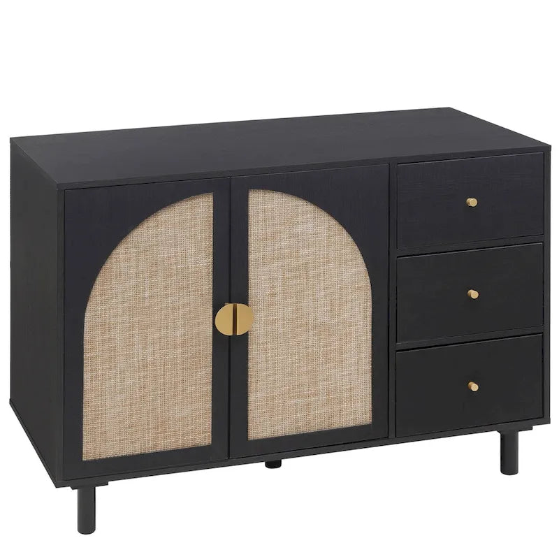 Wood Storage Cabinet with 2 Doors and 3 Drawers