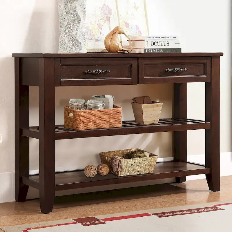 Console Table with 2 Drawers and 2 Shelves