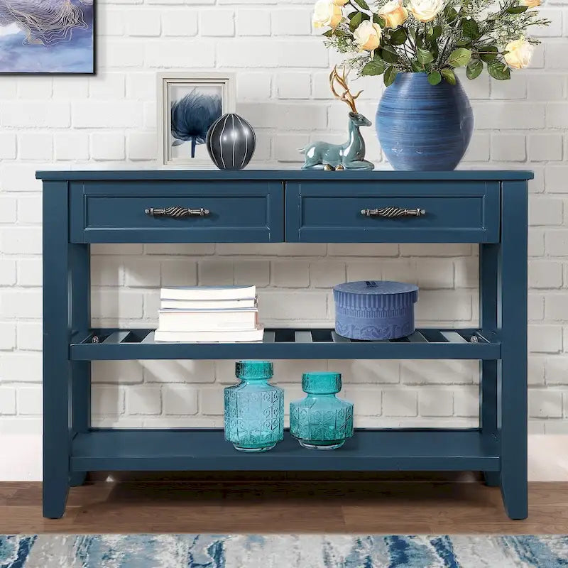Console Table with 2 Drawers and 2 Shelves