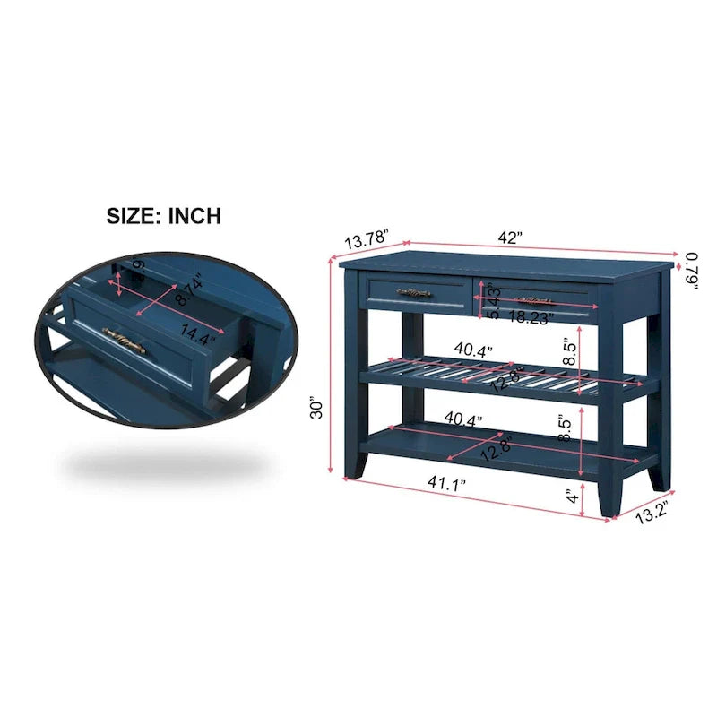 Console Table with 2 Drawers and 2 Shelves