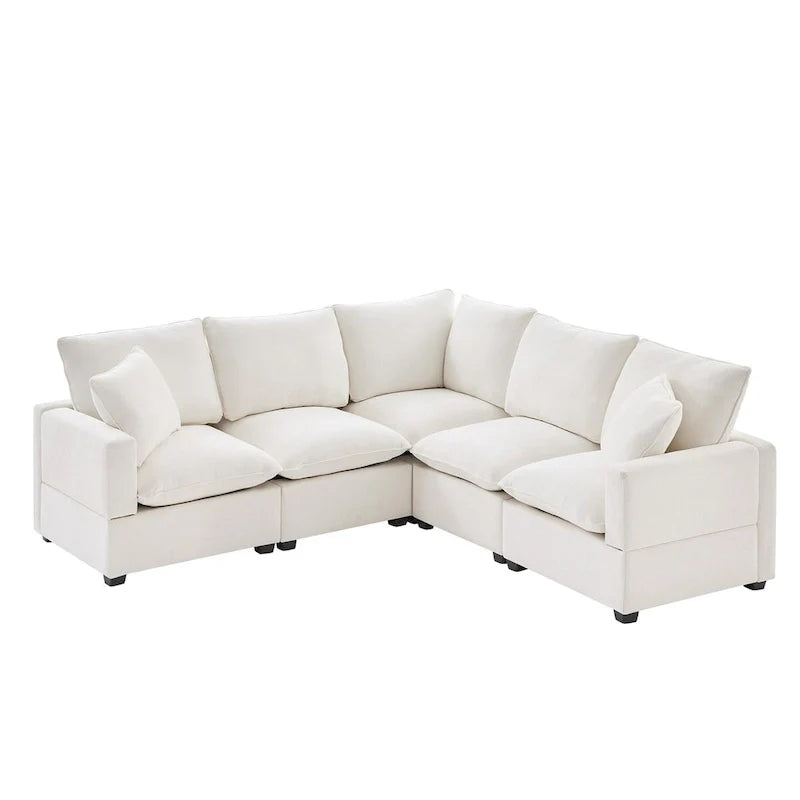 5-Seat L-Shaped Modular Sofa with Chenille Upholstery
