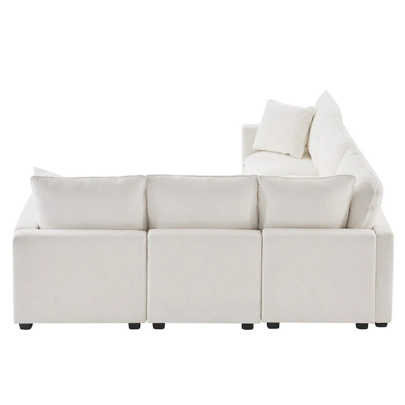 5-Seat L-Shaped Modular Sofa with Chenille Upholstery
