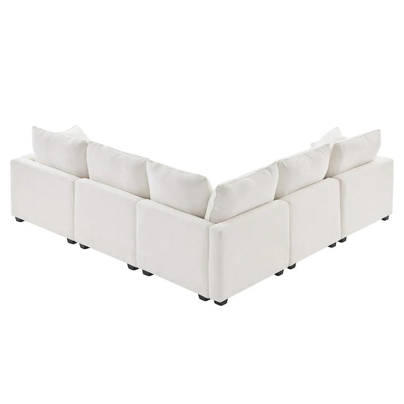 5-Seat L-Shaped Modular Sofa with Chenille Upholstery