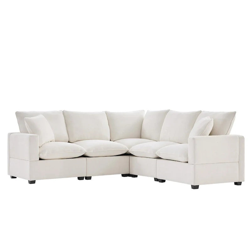 5-Seat L-Shaped Modular Sofa with Chenille Upholstery