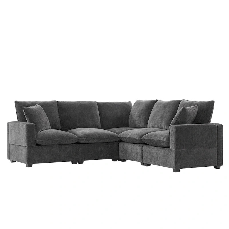 5-Seat L-Shaped Modular Sofa with Chenille Upholstery