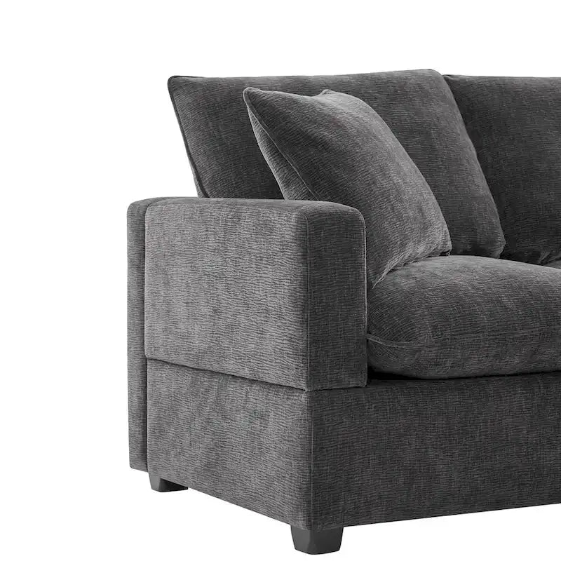 5-Seat L-Shaped Modular Sofa with Chenille Upholstery
