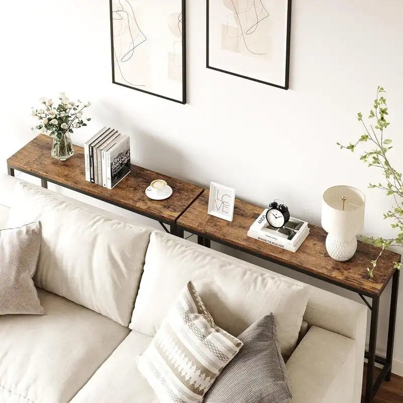 2-Tier Console Table with V-Shaped Frame